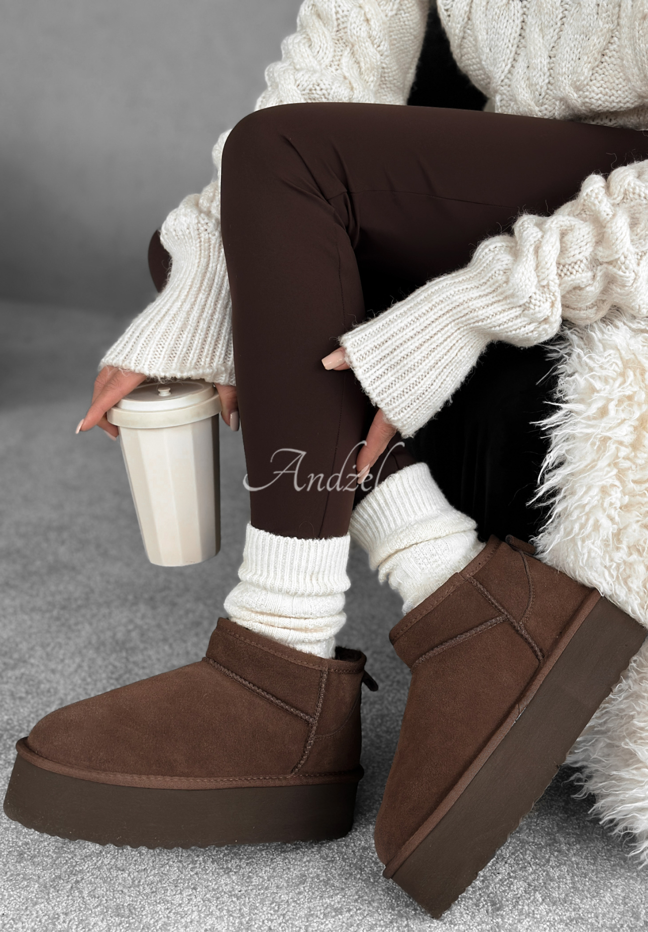 Zamszowe botki śniegowce Jack Frost czekoladowe