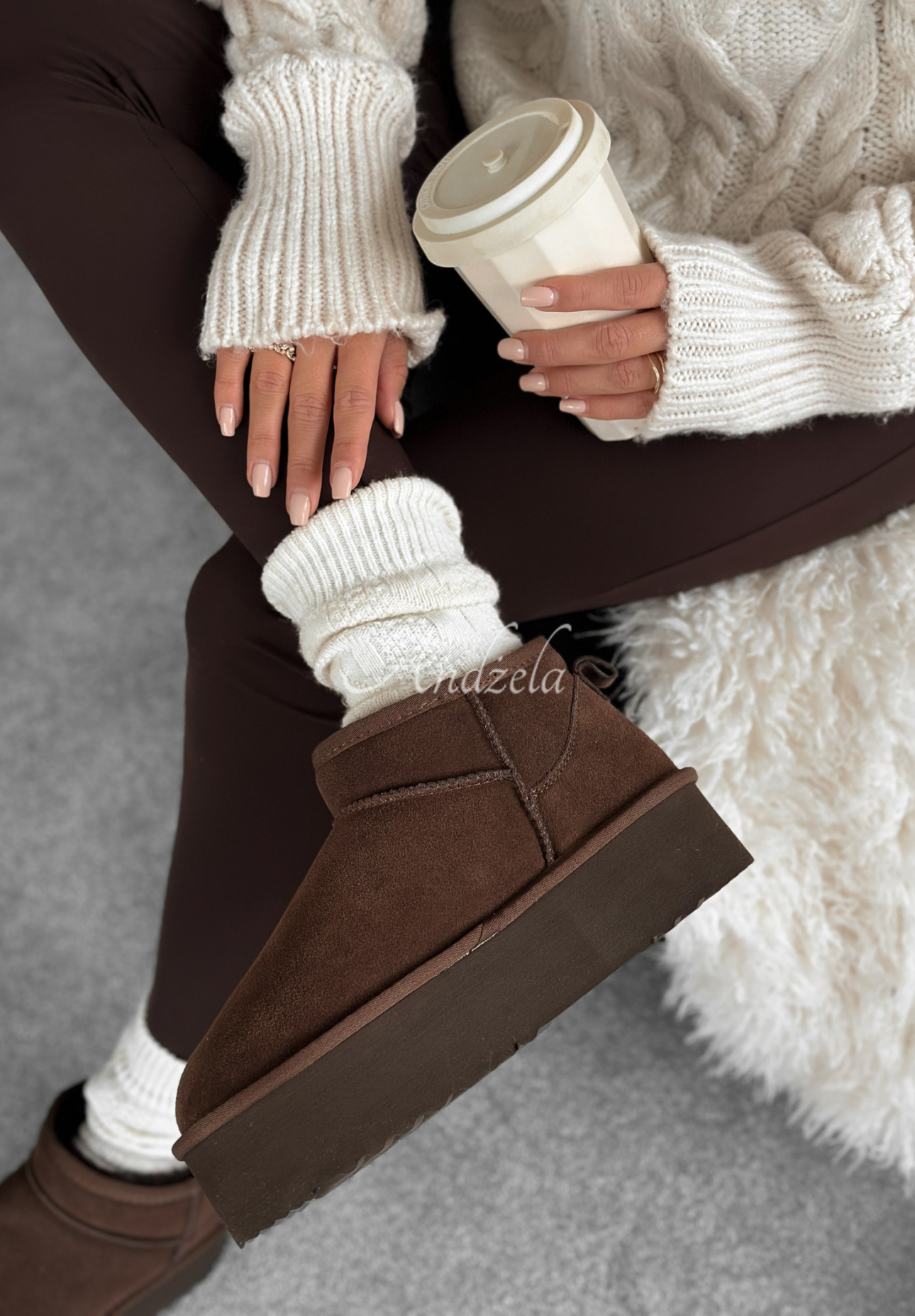 Zamszowe botki śniegowce Jack Frost czekoladowe