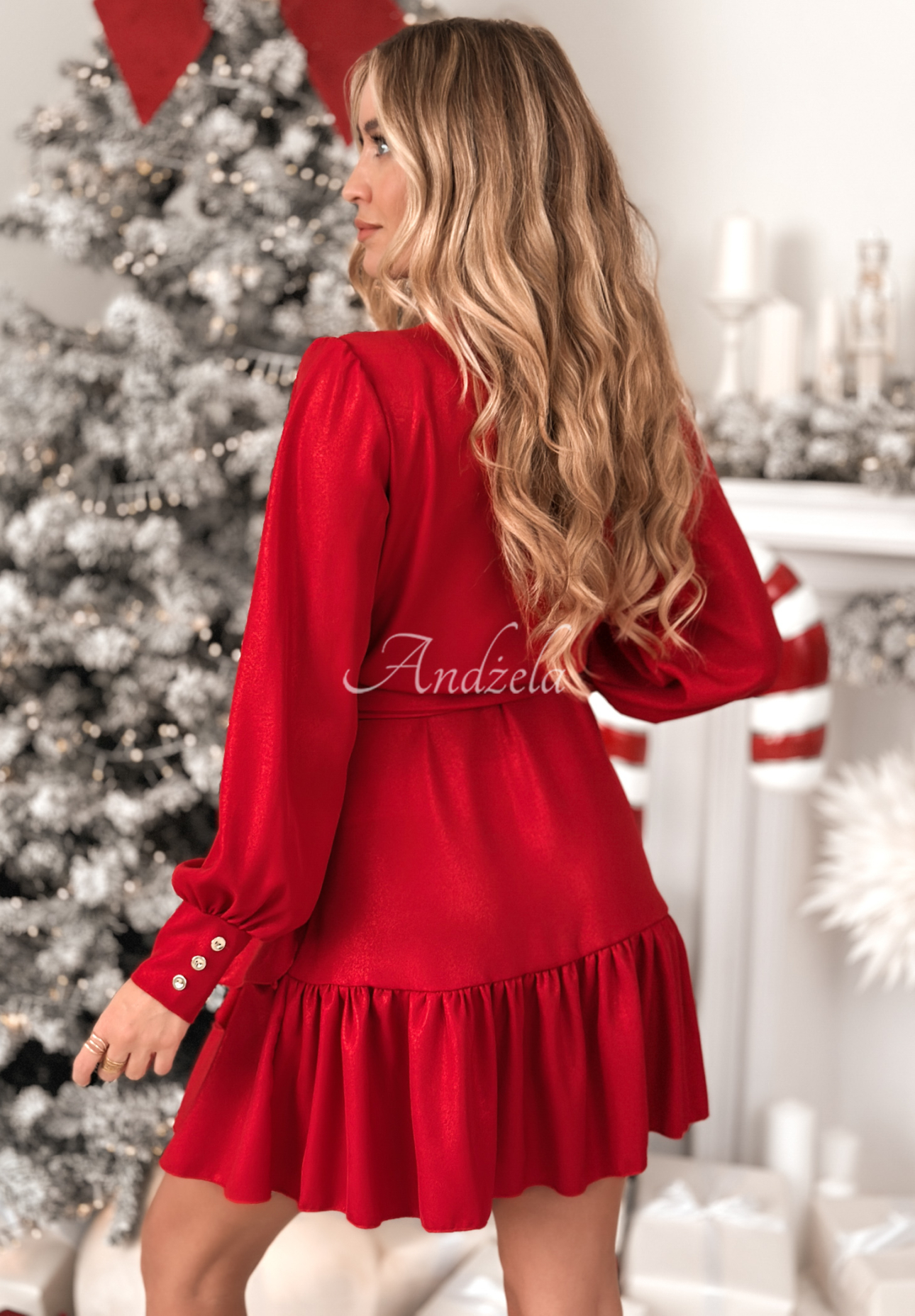 Your Song red viscose glittering envelope dress