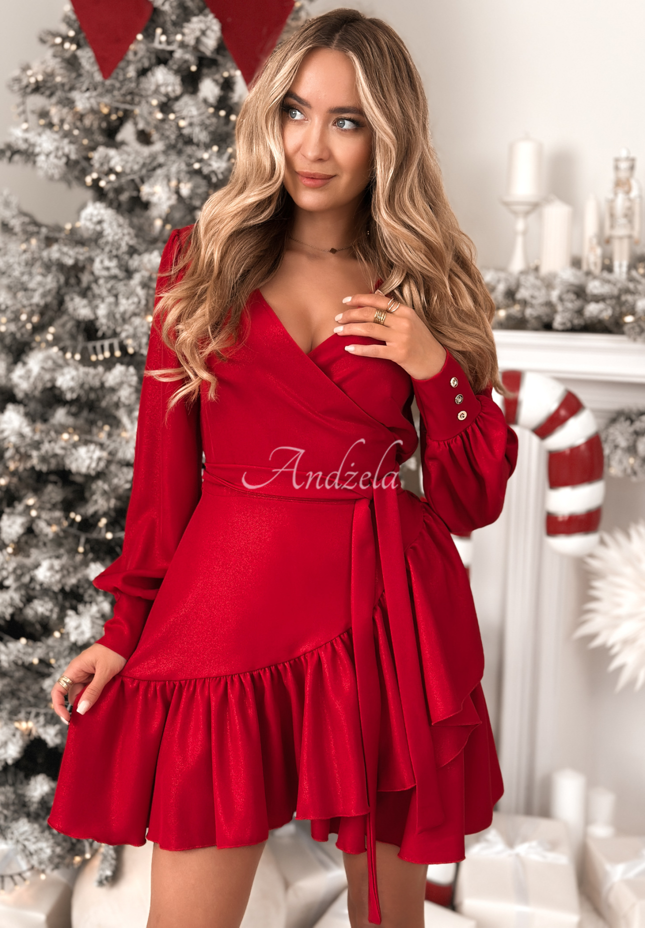 Your Song red viscose glittering envelope dress