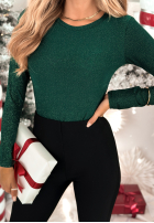 Błyszczące body ze stójką Really Simple butelkowa zieleń