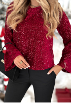 Cekinowa bluzka longsleeve Shiny Obsession burgundowa
