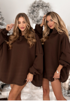 Sukienka dresowa z kapturem Still Cute czekoladowa