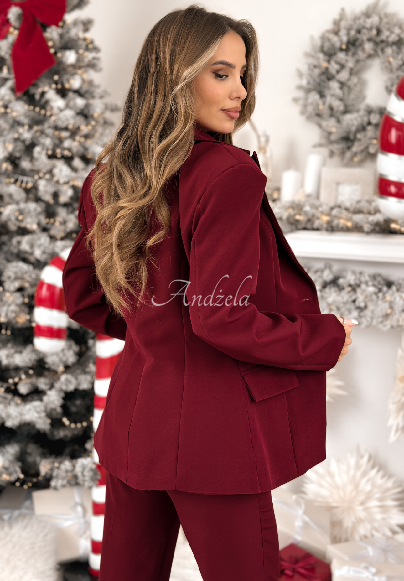 Set of slim-fit jacket and bell-bottom pants Say My Name burgundy