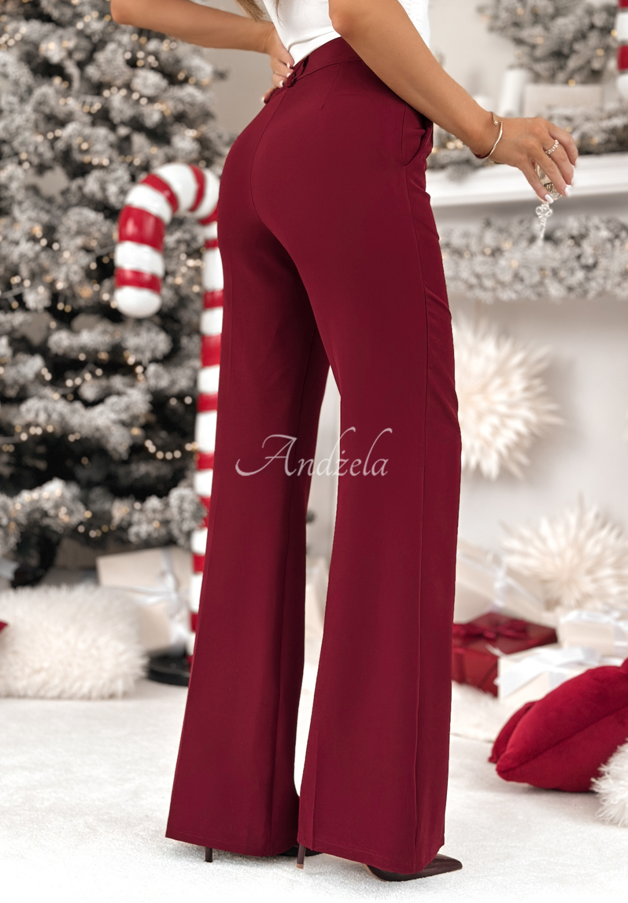 Set of slim-fit jacket and bell-bottom pants Say My Name burgundy