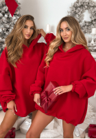 Sukienka dresowa z kapturem Still Cute czerwona