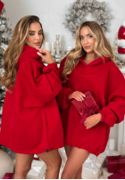 Sukienka dresowa z kapturem Still Cute czerwona