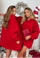 Sukienka dresowa z kapturem Still Cute czerwona