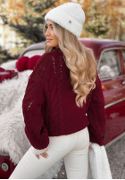 Ozdobnie pleciony sweter Snuggle Weather burgundowy
