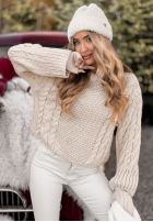 Ozdobnie pleciony sweter Snuggle Weather ecru