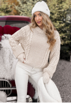 Ozdobnie pleciony sweter Snuggle Weather ecru