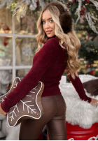 Sweter alpaka z golfem Softest Mind burgundowy