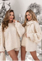 Komplet 2w1 sweter z szalem Northern Attitude beżowy
