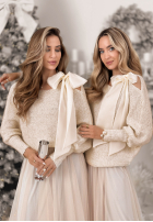 Sweter oversize z cekinami i kokardą Dreams Of Snow ecru