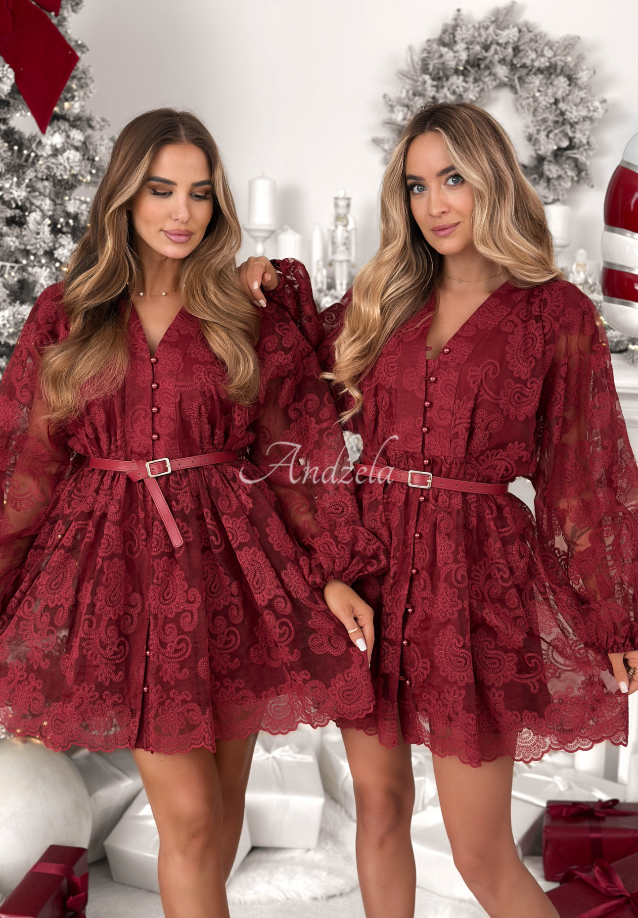 Falling For Me lace dress burgundy