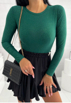 Błyszczące body ze stójką Really Simple butelkowa zieleń