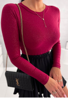 Błyszczące body ze stójką Really Simple burgundowe