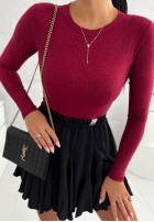 Błyszczące body ze stójką Really Simple burgundowe