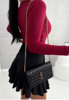 Błyszczące body ze stójką Really Simple burgundowe