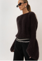 Moherowy sweter z szerokimi rękawami Cocomore Cloudly czekoladowy