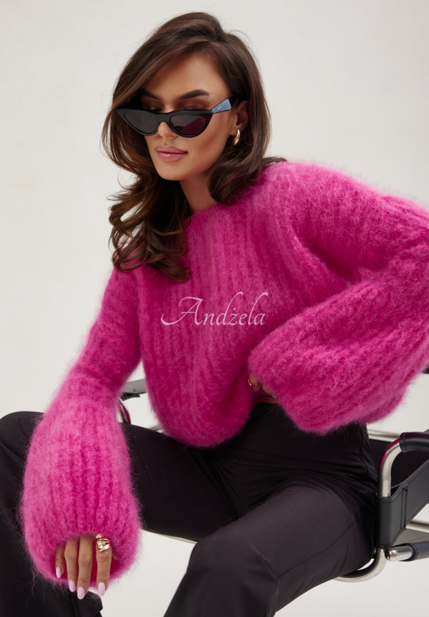 Mohair sweater with wide sleeves Cocomore Cloudly fuchsia