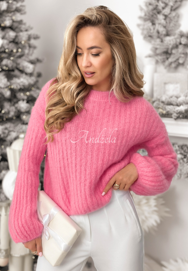Moherowy sweter z szerokimi rękawami Better Than That r&oacute;żowy