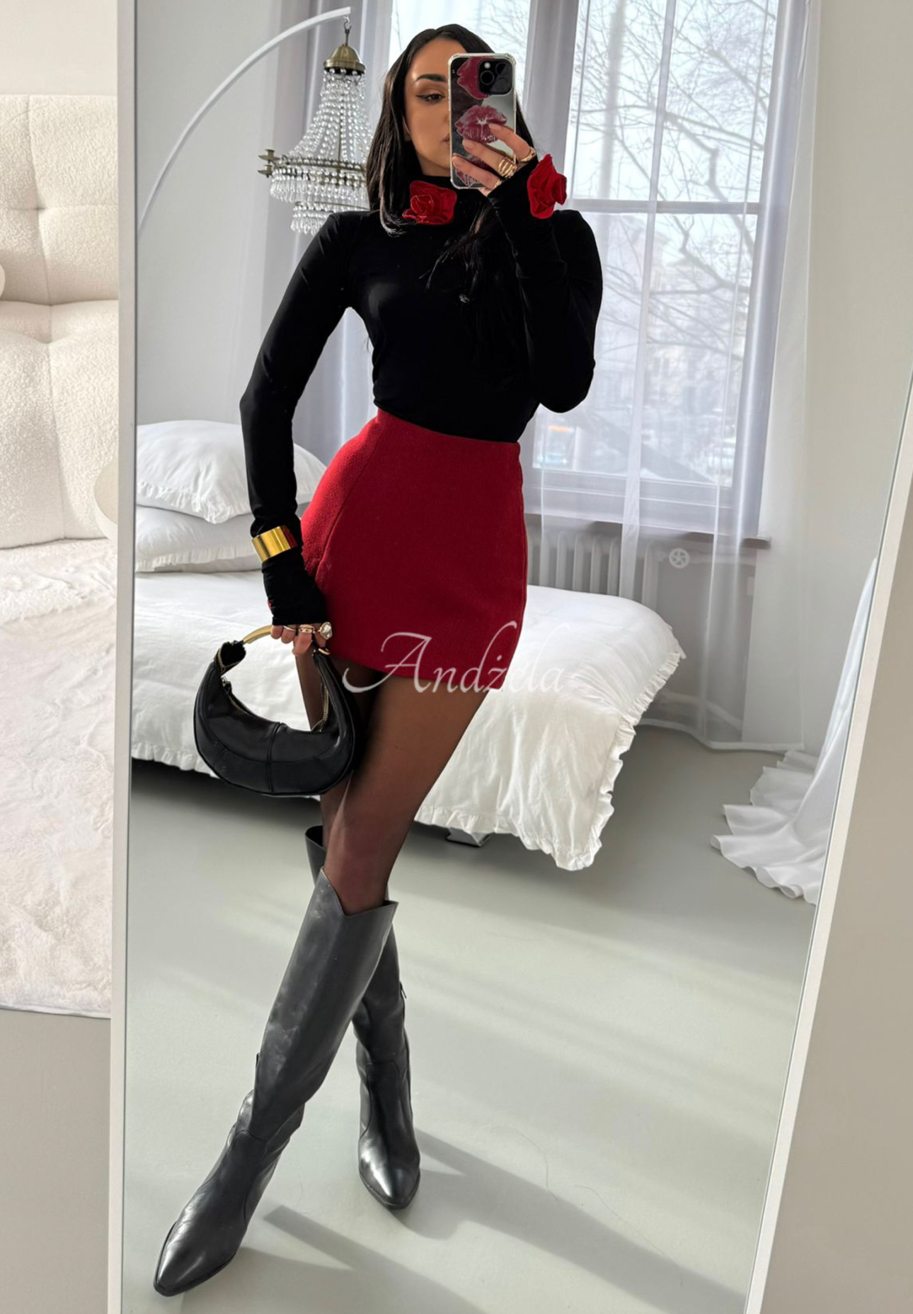 Mini skirt-shorts with slit La Milla Got My Attention red