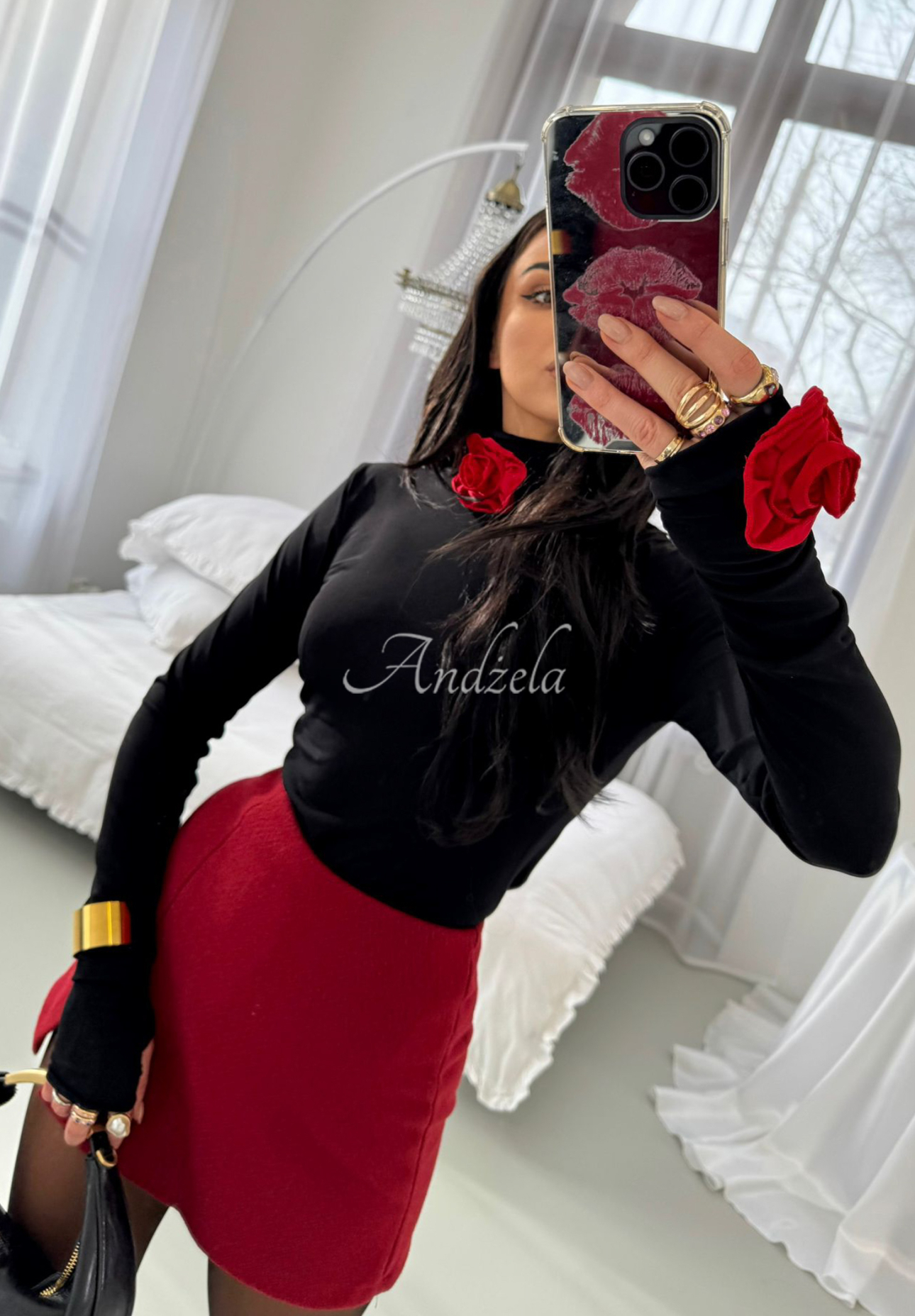 Mini skirt-shorts with slit La Milla Got My Attention red