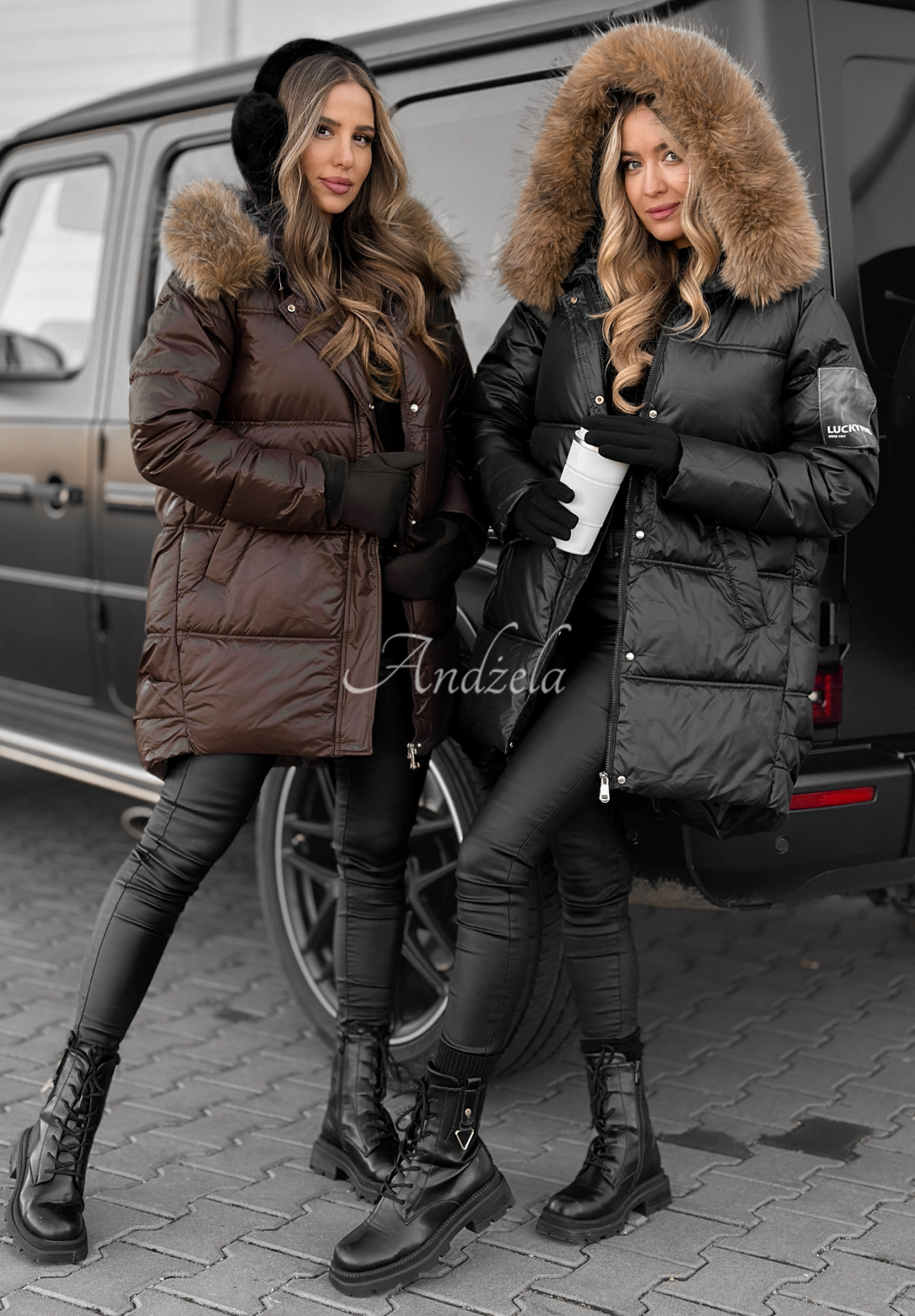 Happy Season long quilted jacket in chocolate