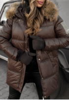 Długa pikowana kurtka The Luckiest czekoladowa