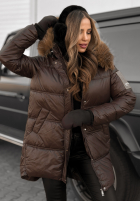 Długa pikowana kurtka The Luckiest czekoladowa