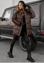 Długa pikowana kurtka The Luckiest czekoladowa