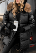 Długa pikowana kurtka The Luckiest czarna