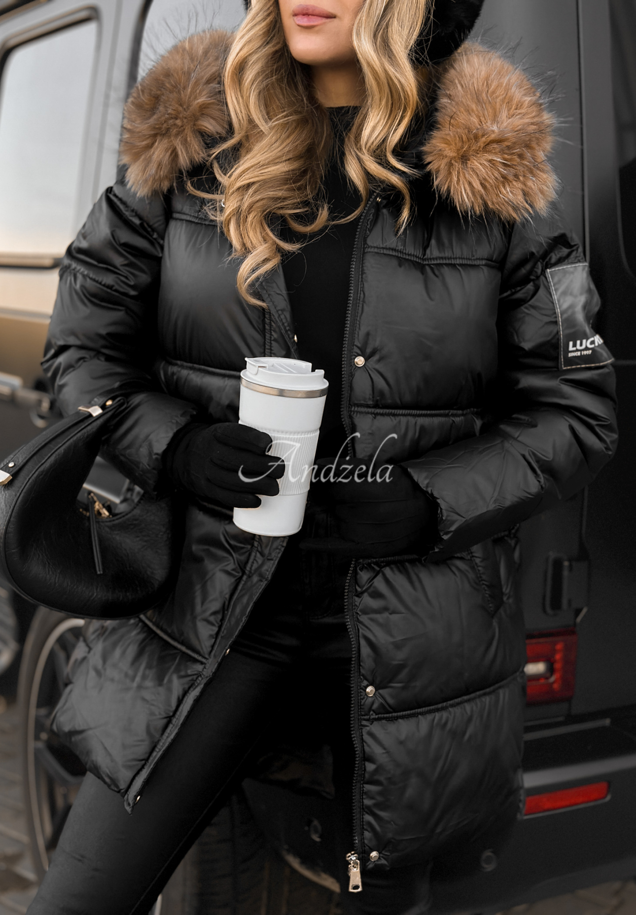 Happy Season long quilted jacket black