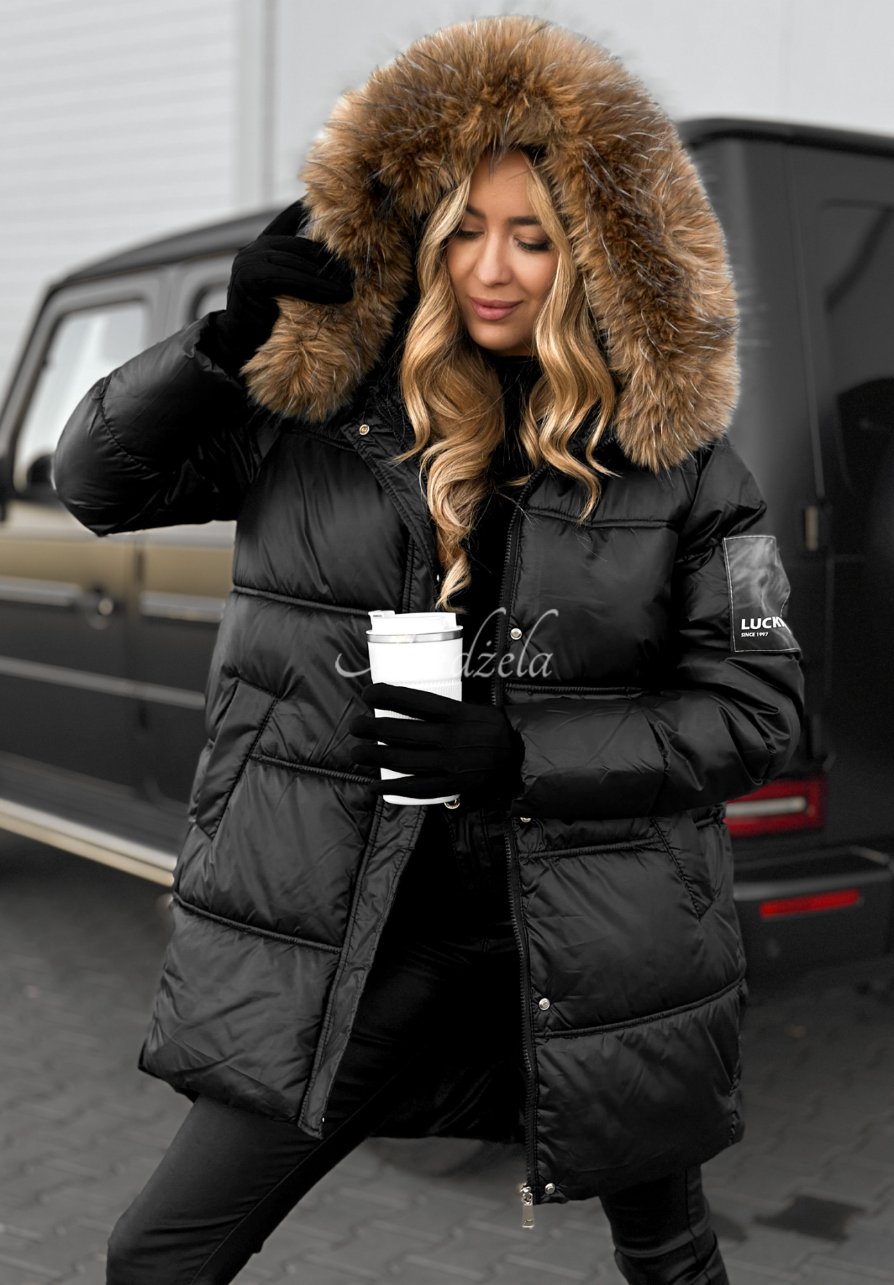 Happy Season long quilted jacket black