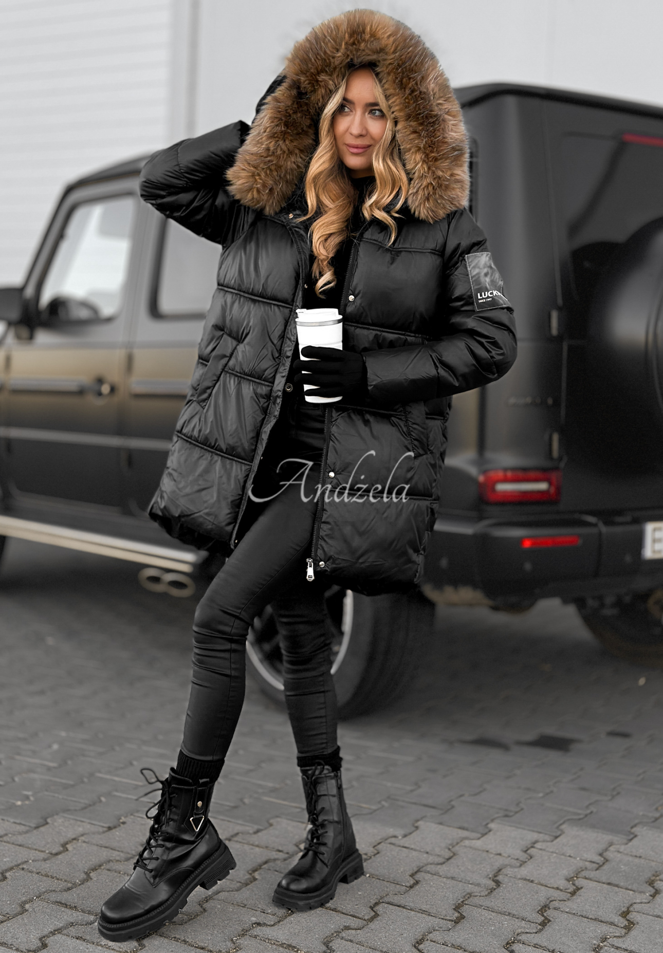 Happy Season long quilted jacket black