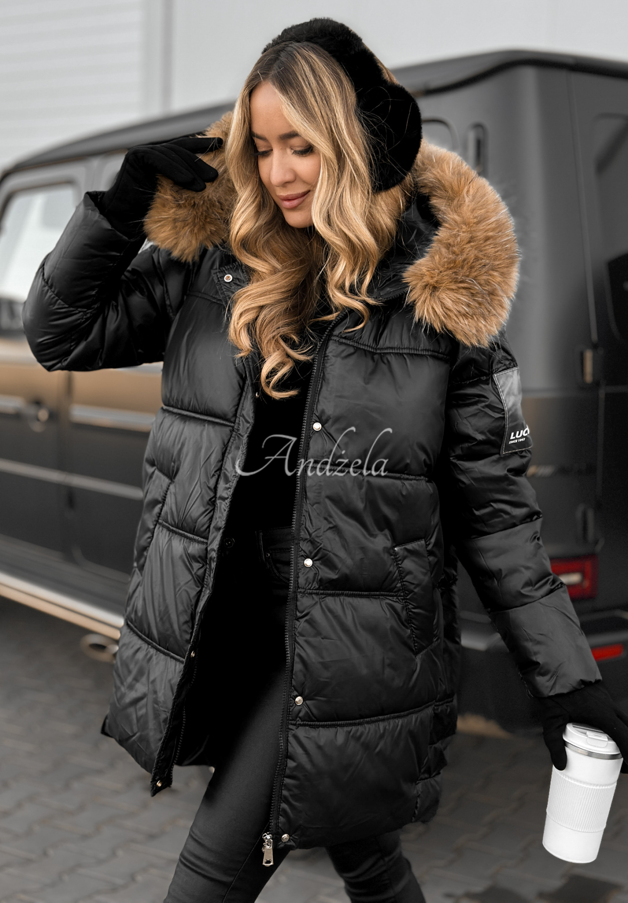 Happy Season long quilted jacket black