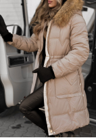 Długa pikowana kurtka Rivia ciemny beż