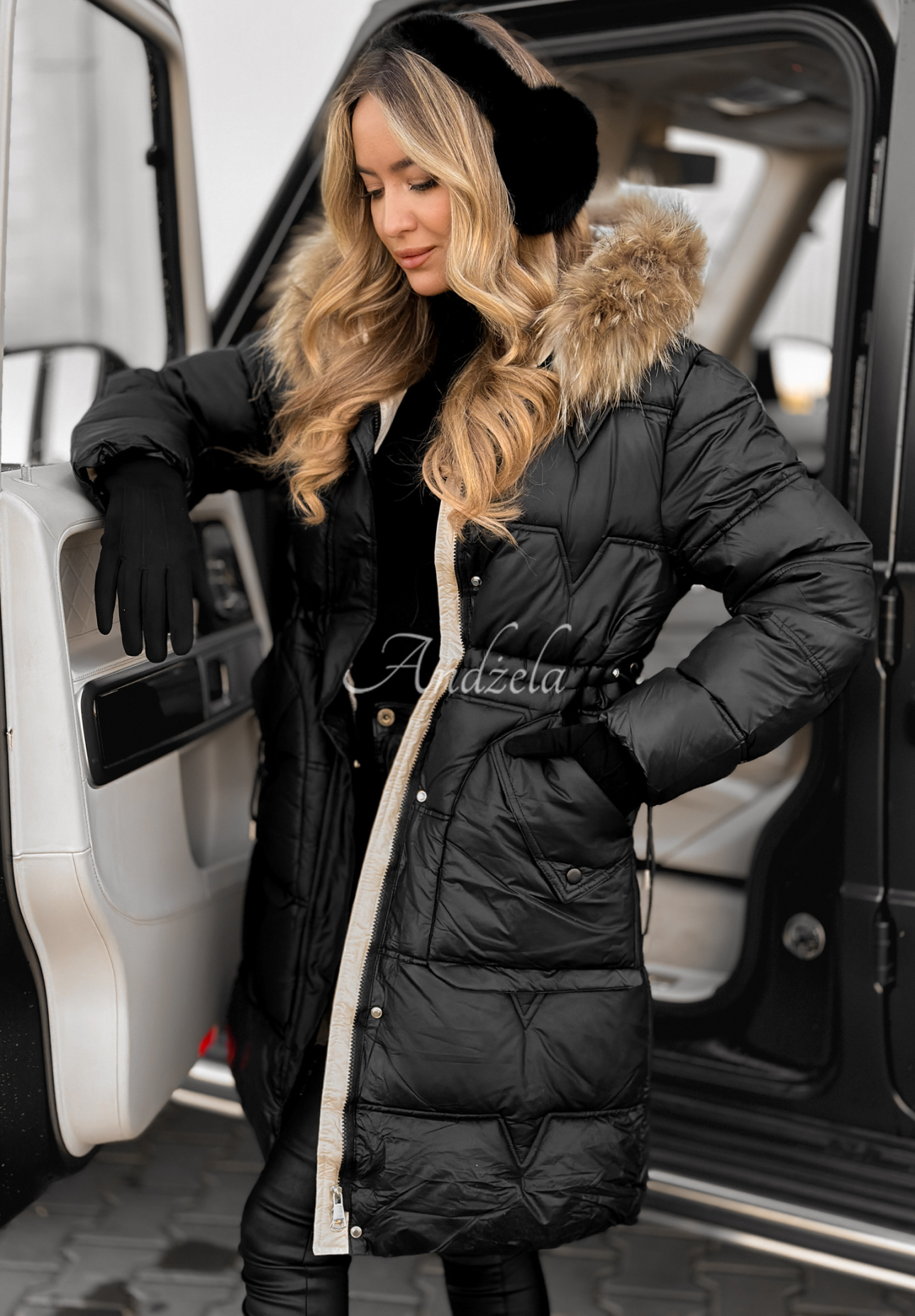 Rivia long quilted jacket black