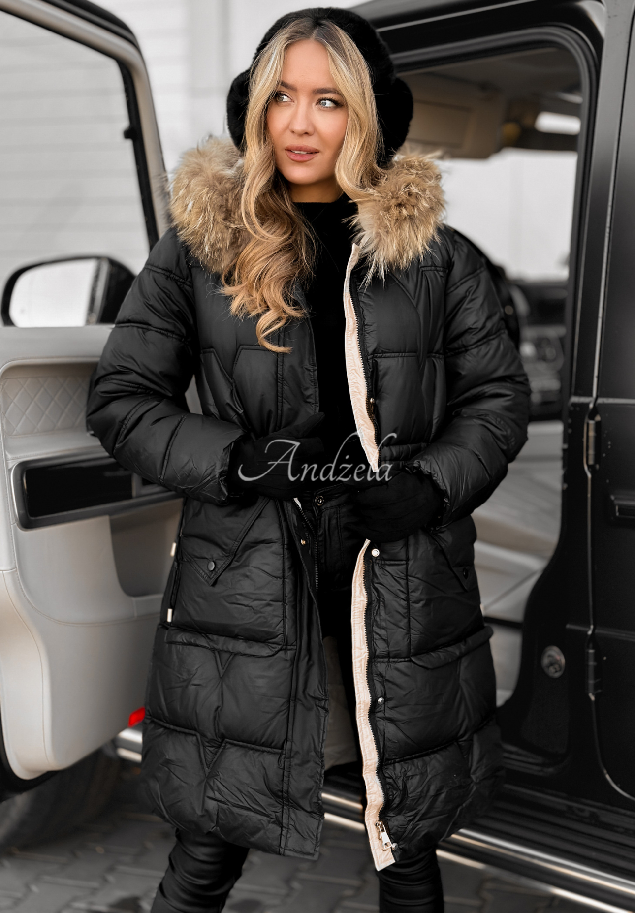 Rivia long quilted jacket black