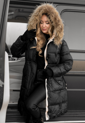Rivia long quilted jacket black