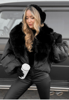 Krótka kurtka z futerkiem Snow Thanks czarna