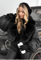 Krótka kurtka z futerkiem Snow Thanks czarna