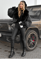 Krótka kurtka z futerkiem Snow Thanks czarna