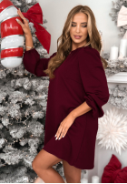 Sukienka z bufiastymi rękawami Just One Kiss burgundowa