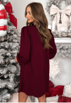 Sukienka z bufiastymi rękawami Just One Kiss burgundowa