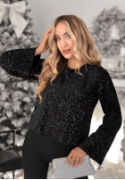Cekinowa bluzka longsleeve Shiny Obsession czarna