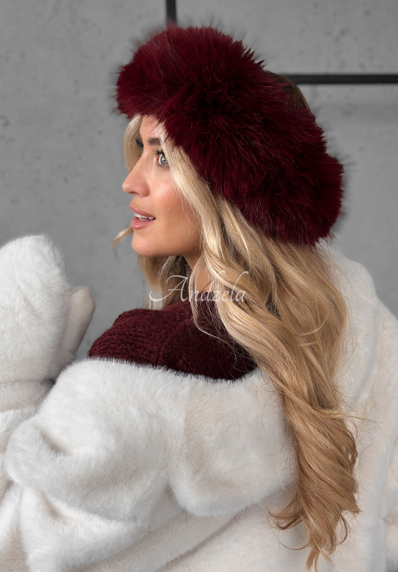 Not To Allow burgundy fur headband