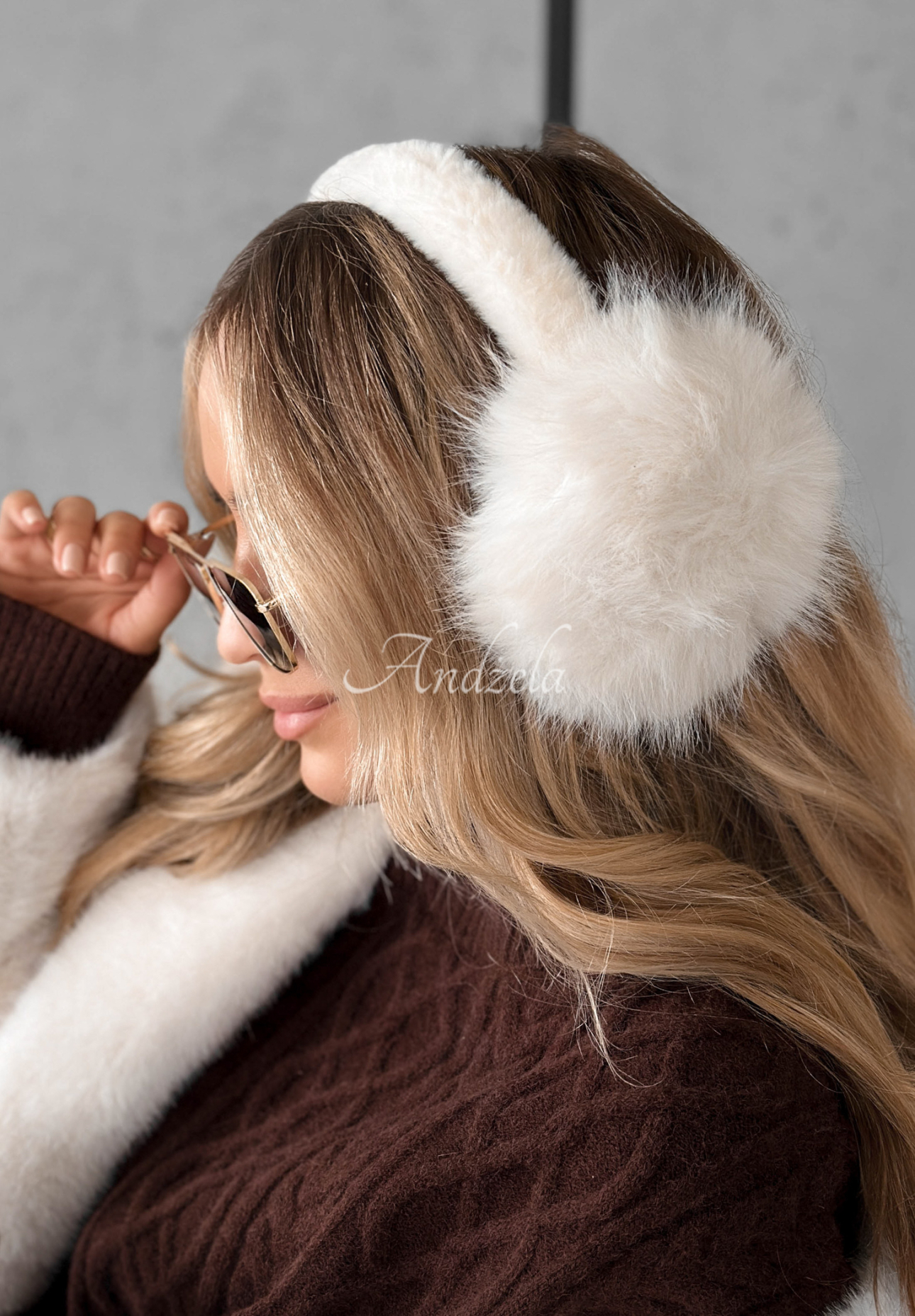 Warm Memories ecru fur ear muffs