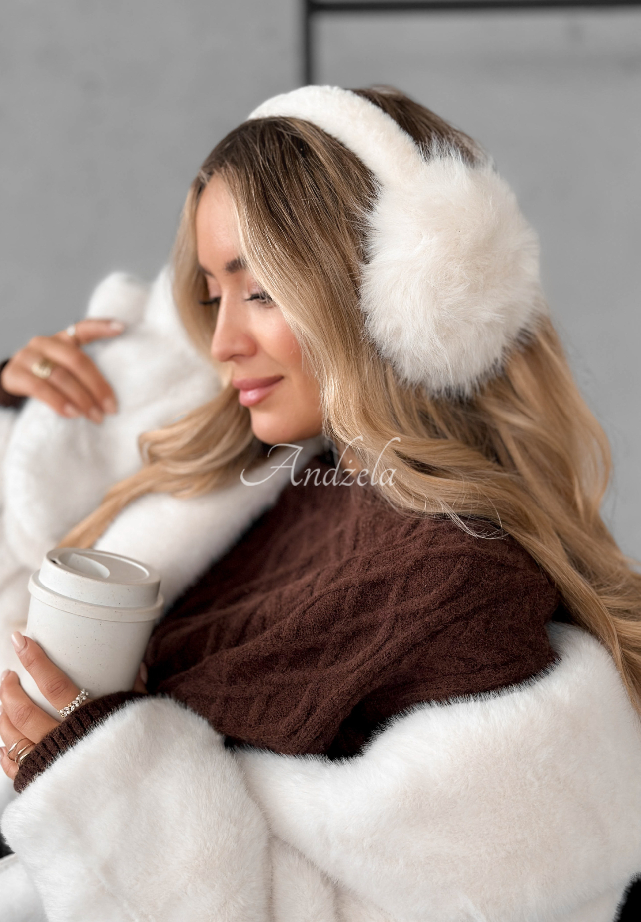 Warm Memories ecru fur ear muffs